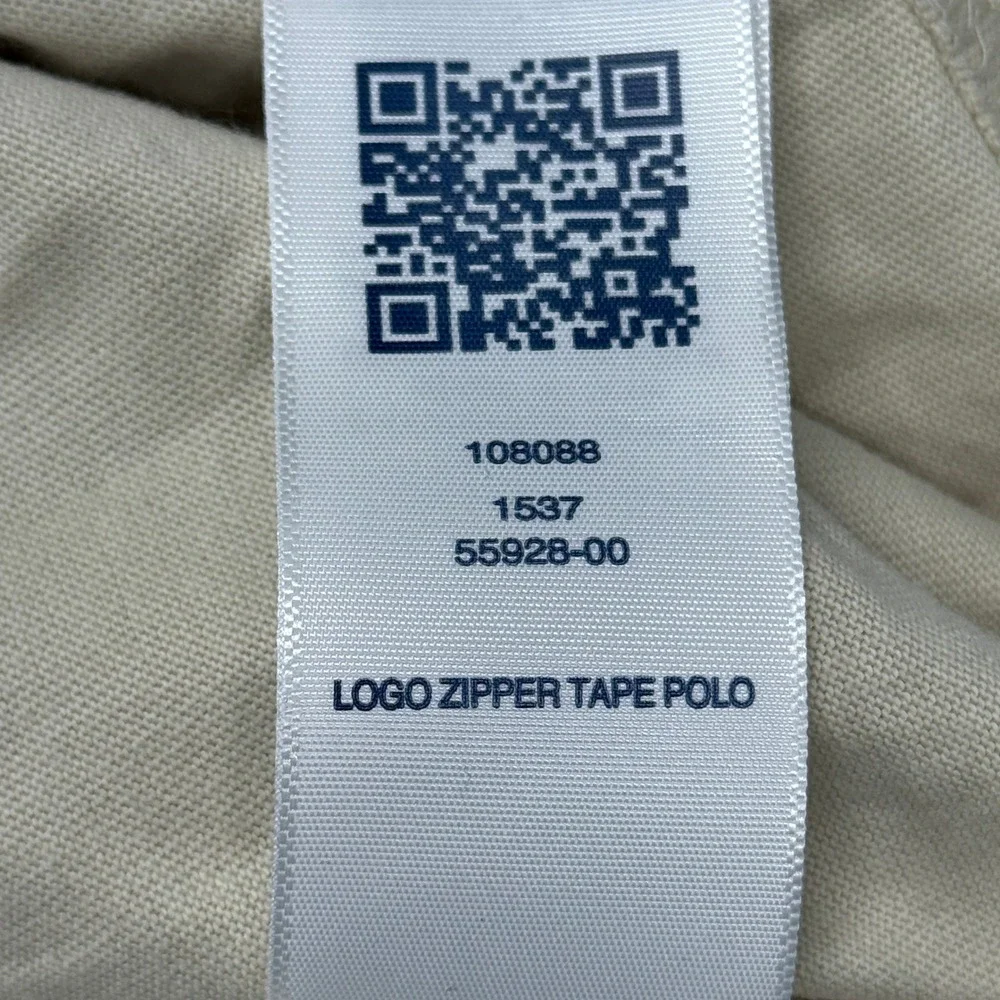 True Religion Logo Zipper Tape Polo Shirt Mens XL Fog Beige Zip 108088 NEW NWT